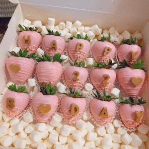 Caja de 15 Fresas con chocolate + masmelos